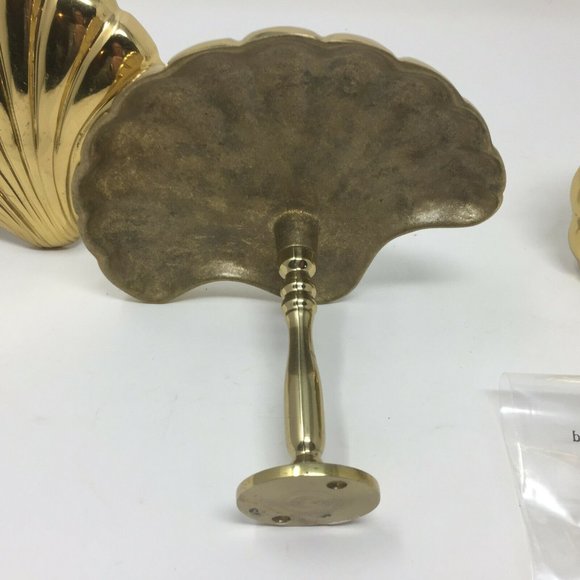 4 Solid Heavy Bright Brass Metal Shell Tie Backs - Picture 6 of 9